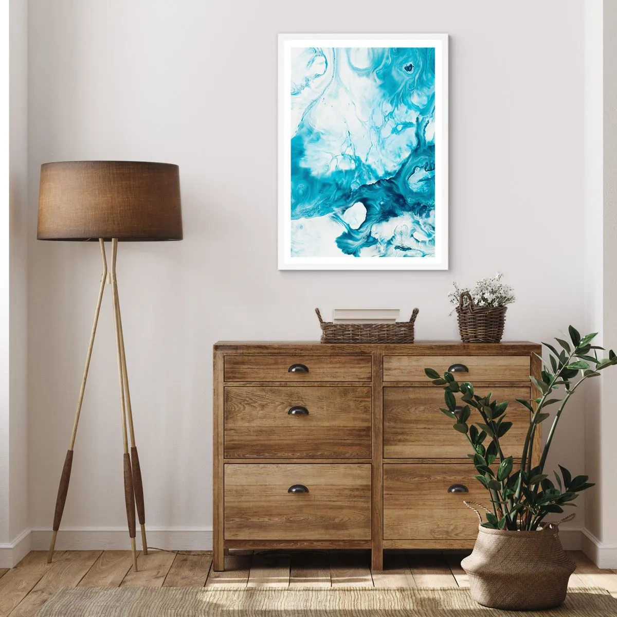 Pôster em moldura branca - Concerto Azul - 30x40 cm