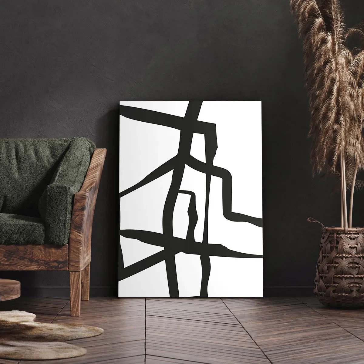 Quadro em tela - Projeto preto e branco - 50x70 cm
