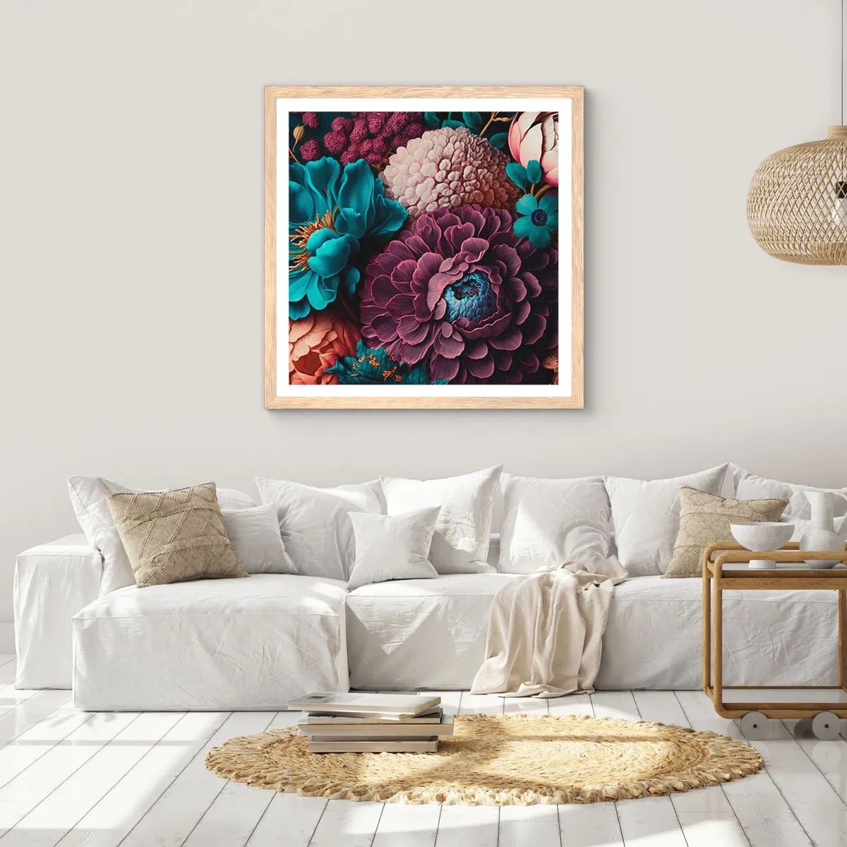 Pôster com moldura de carvalho claro - Natureza em abundância - 50x50 cm
