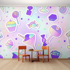 Papel de Parede Premium Canvas - Tenha um aniversário todos os dias - Para crianças, Doce, Pirulito - 100x70 cm