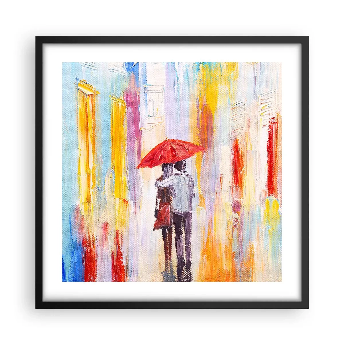 Pôster com moldura preta - Que continue a chover - 50x50 cm