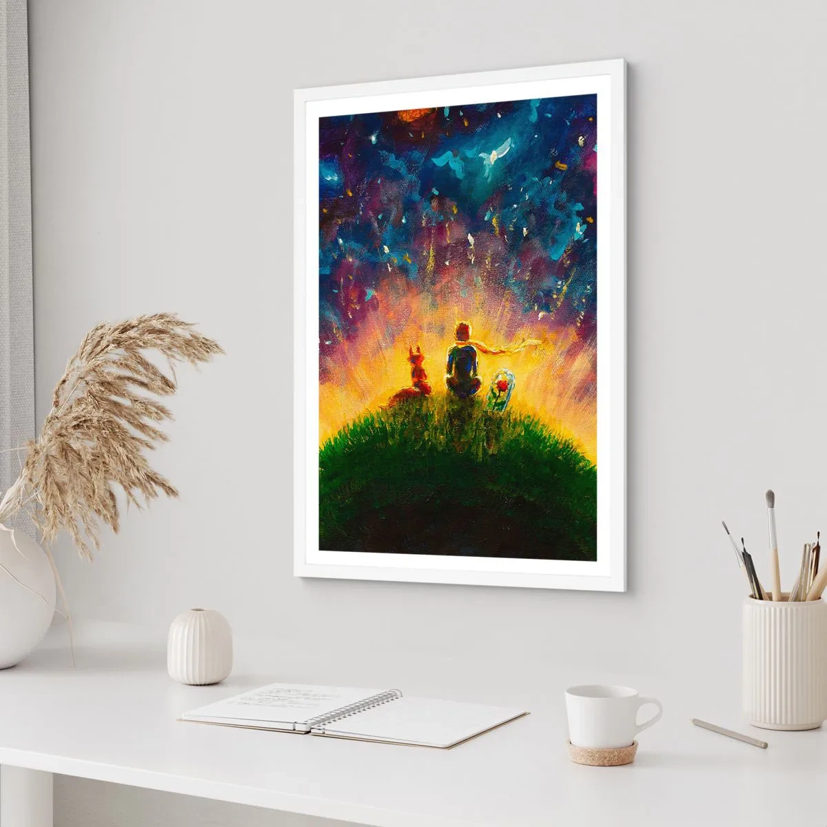 Pôster em moldura branca - Amor e amizade - o mundo inteiro - 40x50 cm
