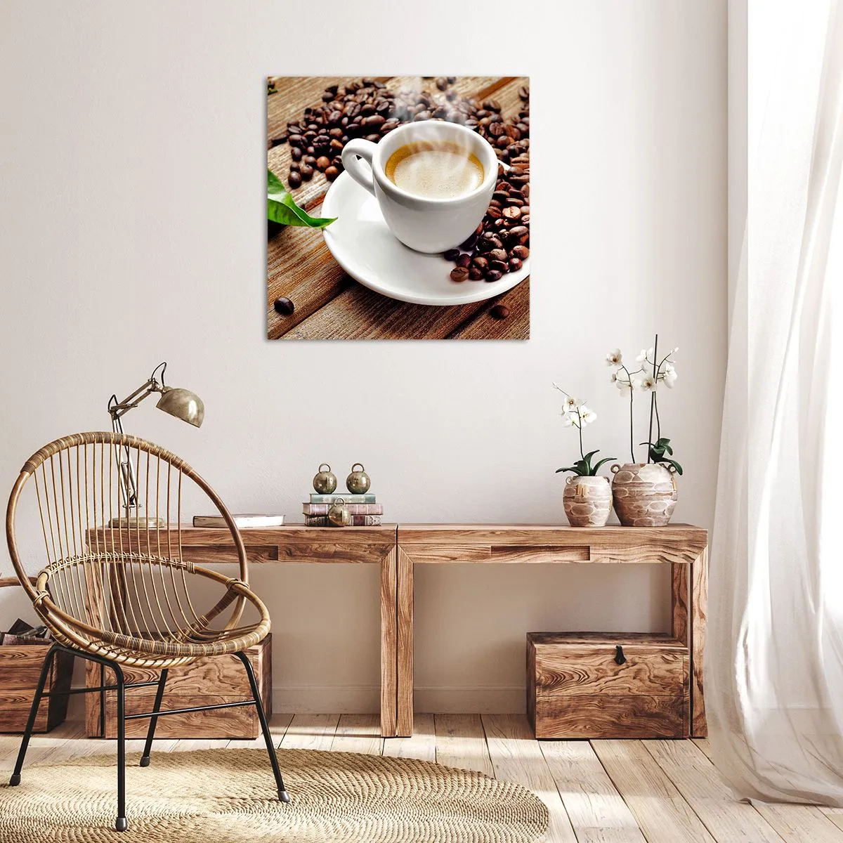 Quadro em tela - Pausa para um café - 70x70 cm