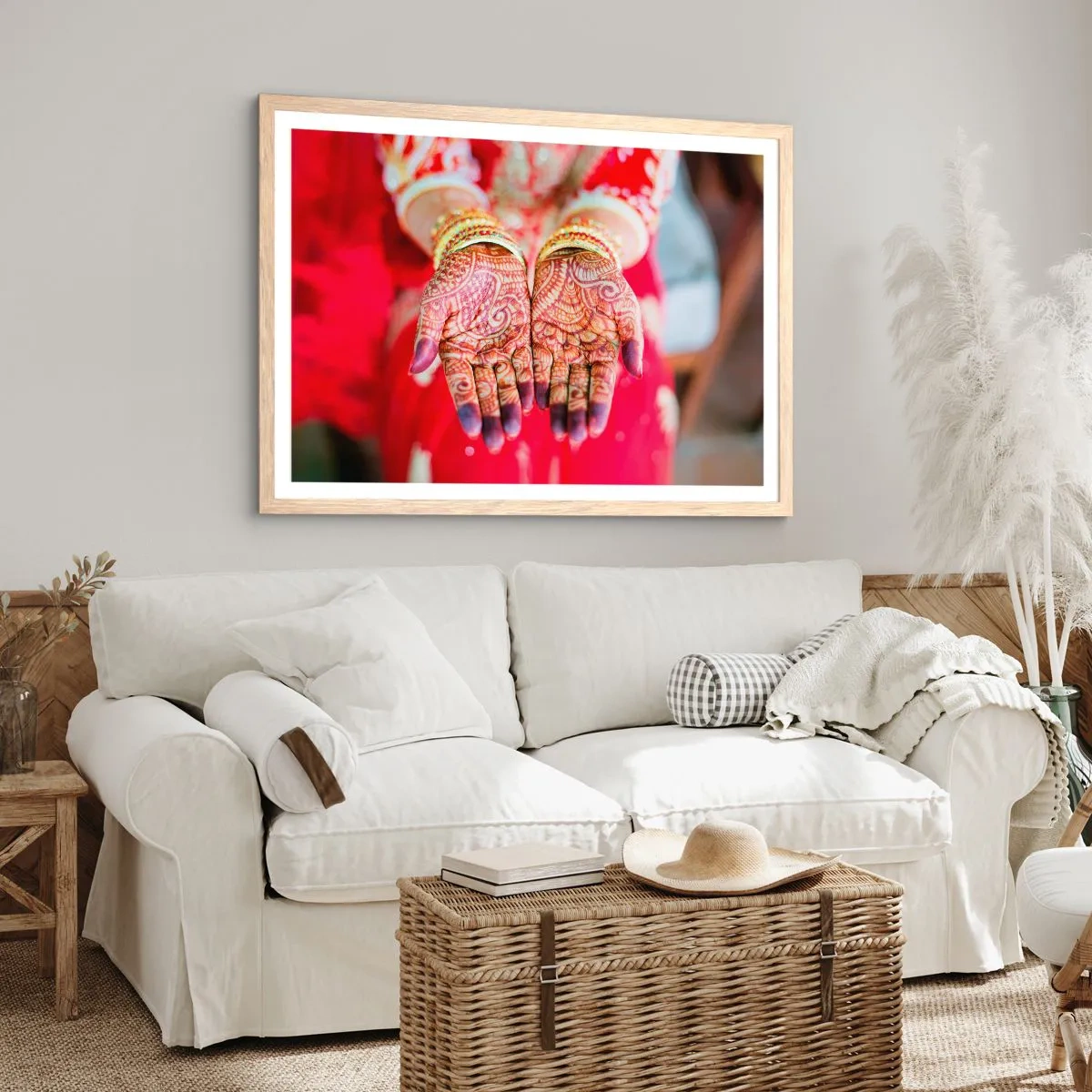 Pôster com moldura de carvalho claro - Pronto para alcançar a felicidade - 70x50 cm