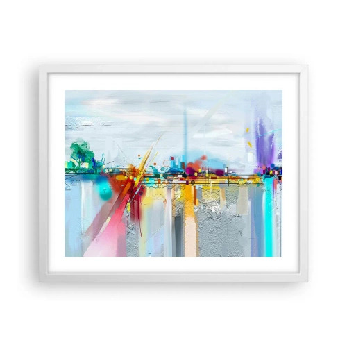 Pôster em moldura branca - Ponte da alegria sobre o rio da vida - 50x40 cm