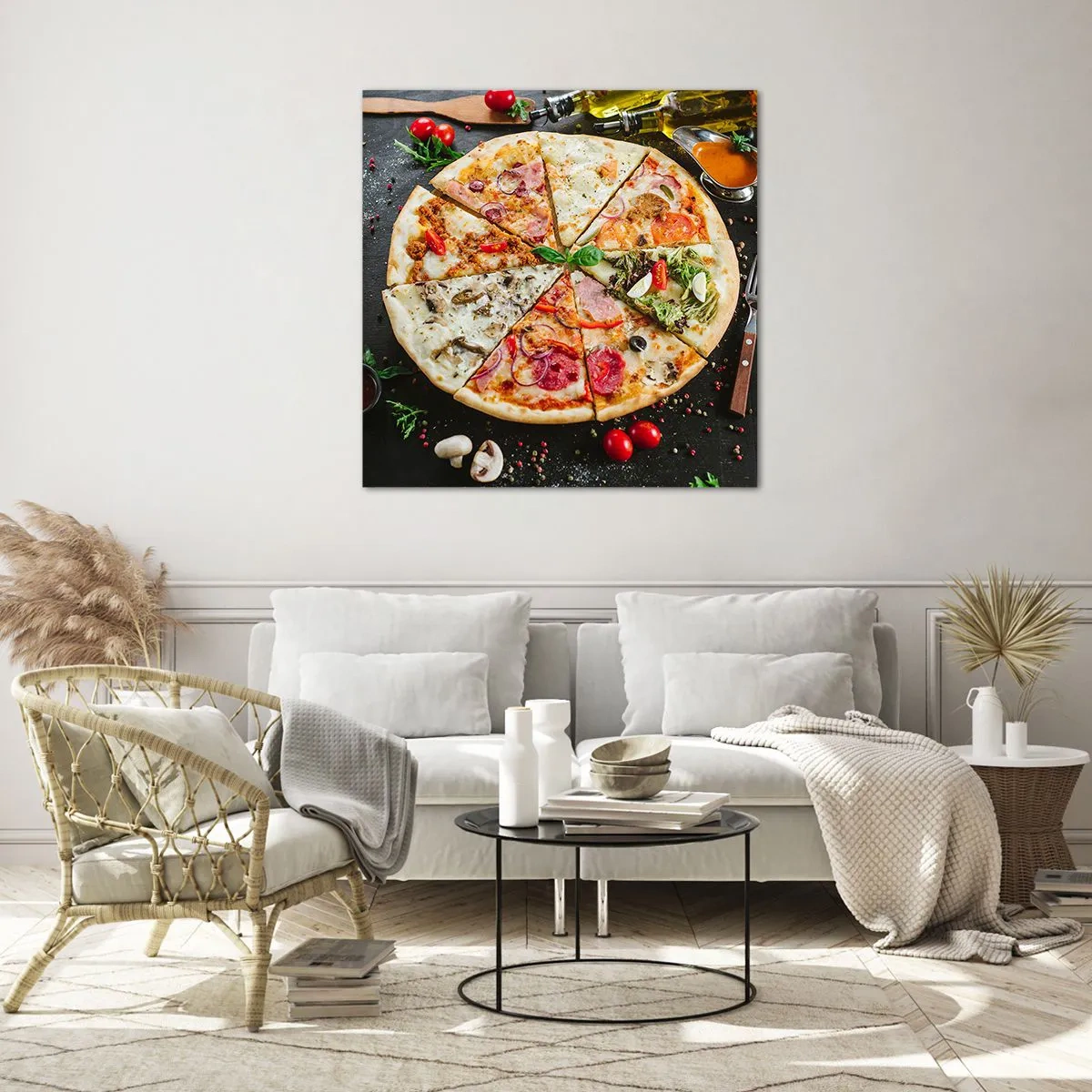 Quadro em vidro - Gama de sabores - 50x50 cm