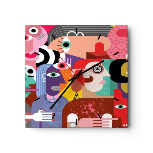 Relógio de parede - Relógio em vidro - Viemos da parte do Sr. Picasso - 30x30 cm