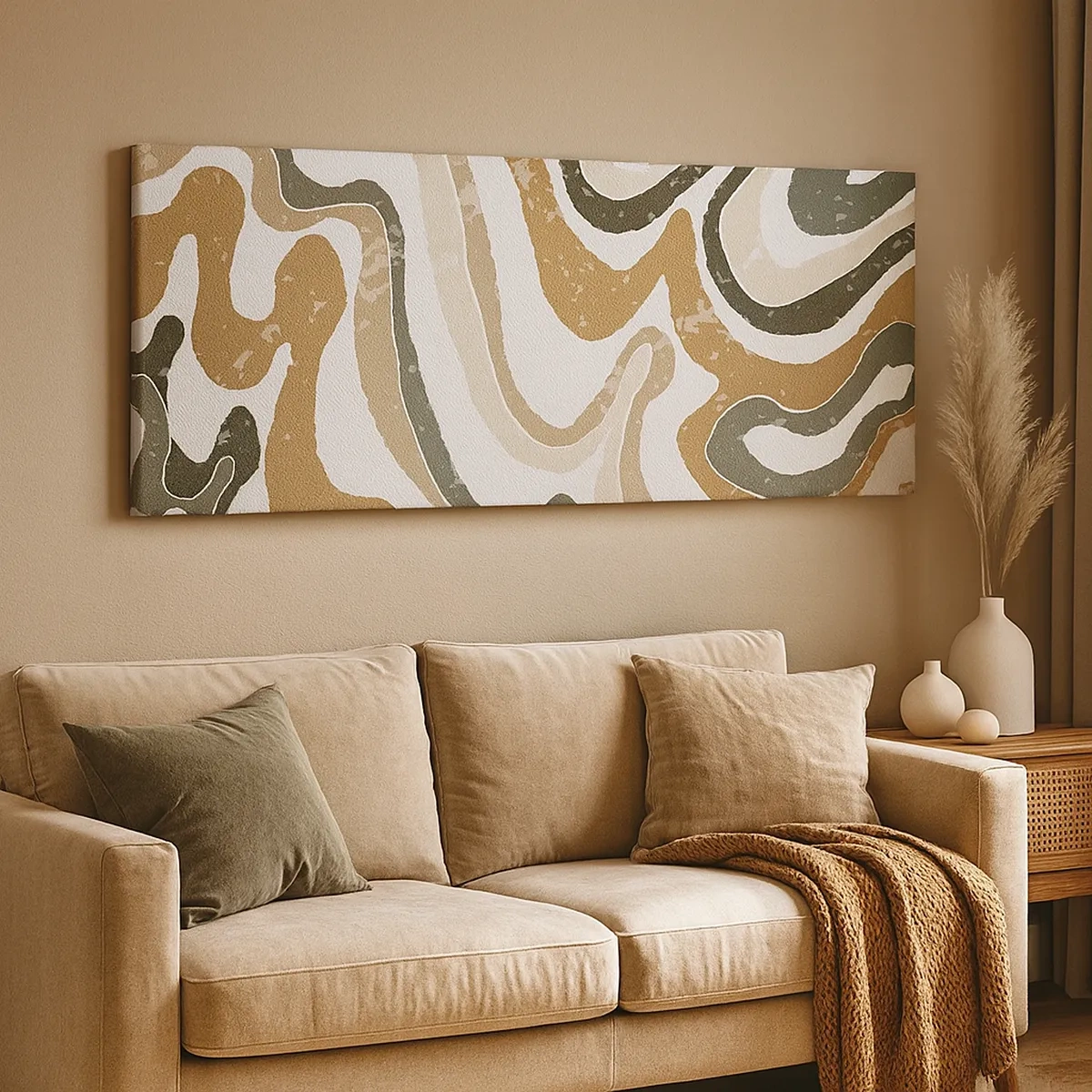 Quadro em tela - Meandros de cores da terra - 30x30 cm