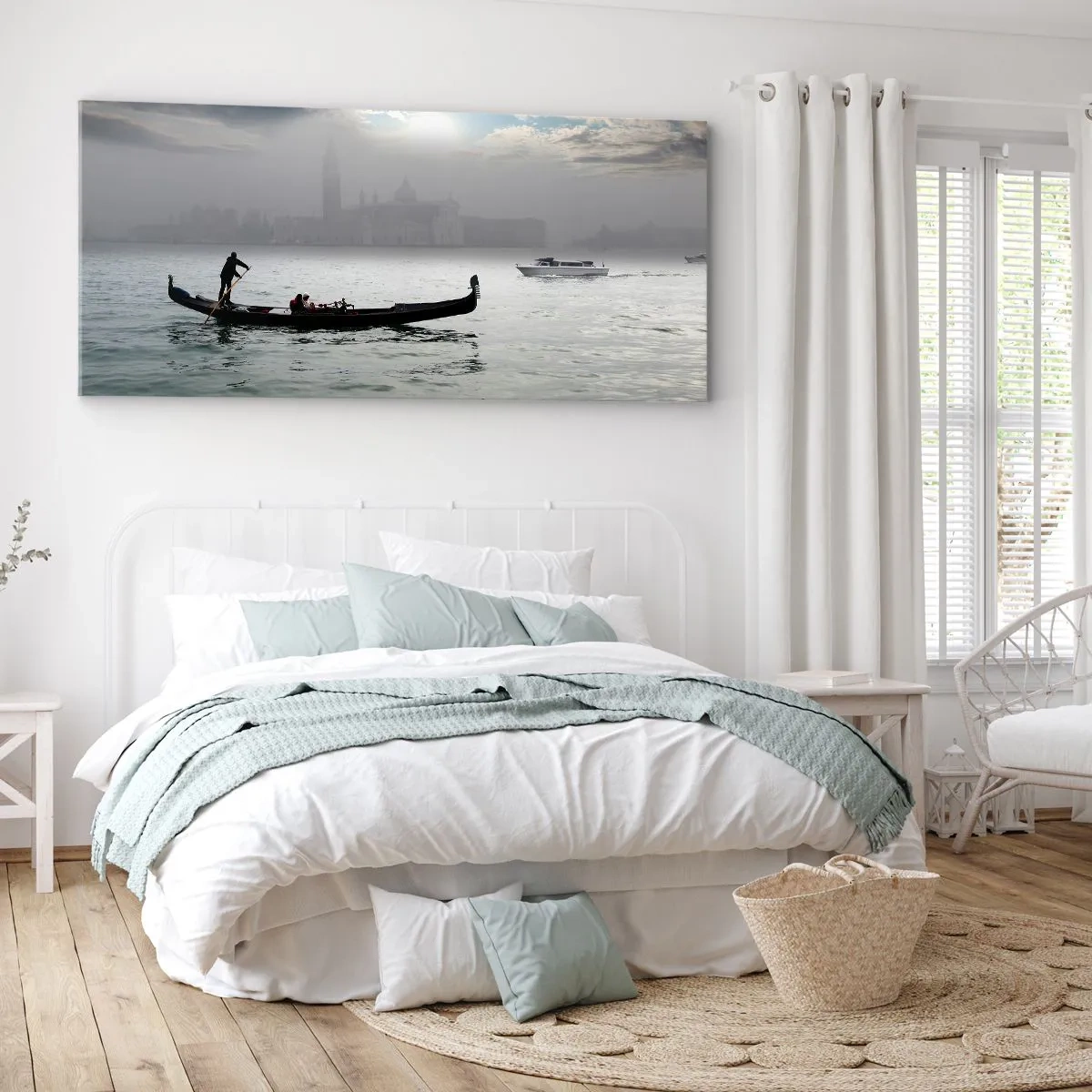 Quadro em tela - Uma cidade fabulosa feita de água e nevoeiro - 90x30 cm