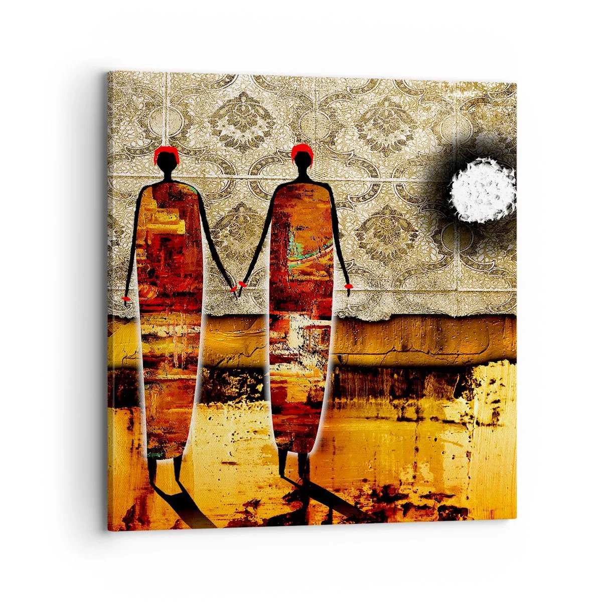 Quadro em tela - Composição étnica nas cores da África - 70x70 cm