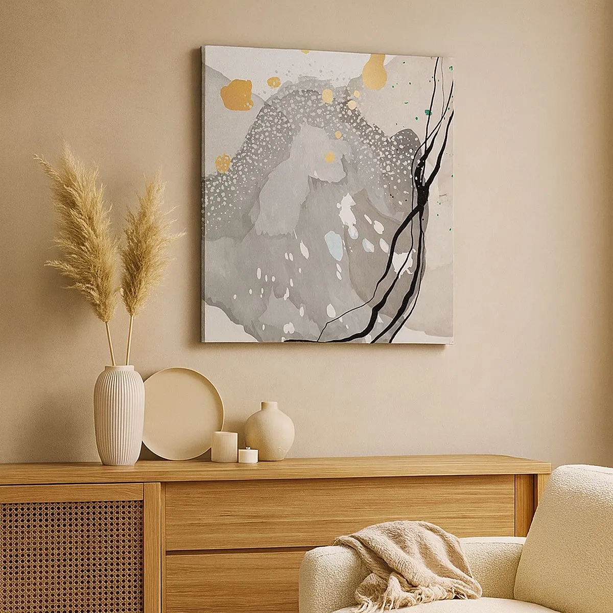 Quadro em tela - Composição orgánica - 30x30 cm