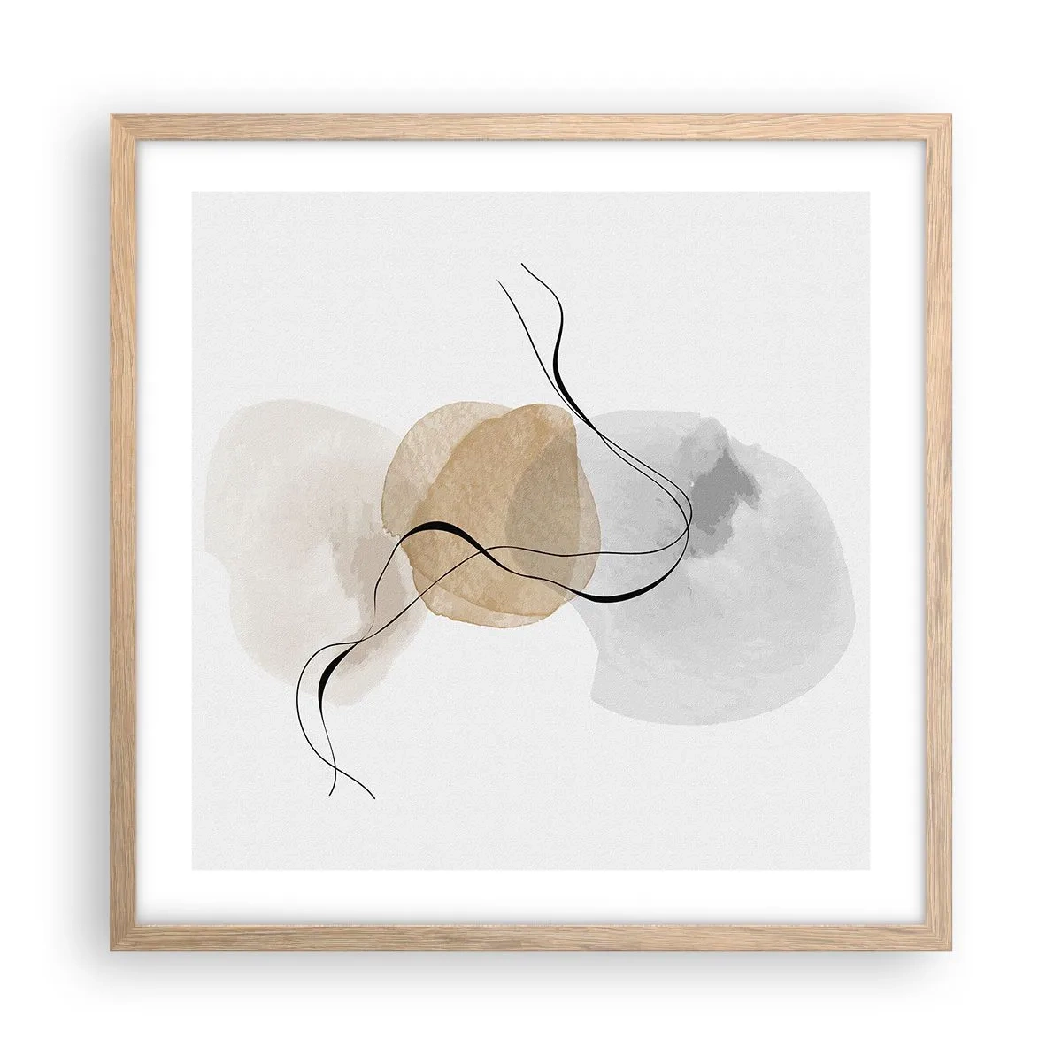 Pôster com moldura de carvalho claro - Contas ao vento - 50x50 cm