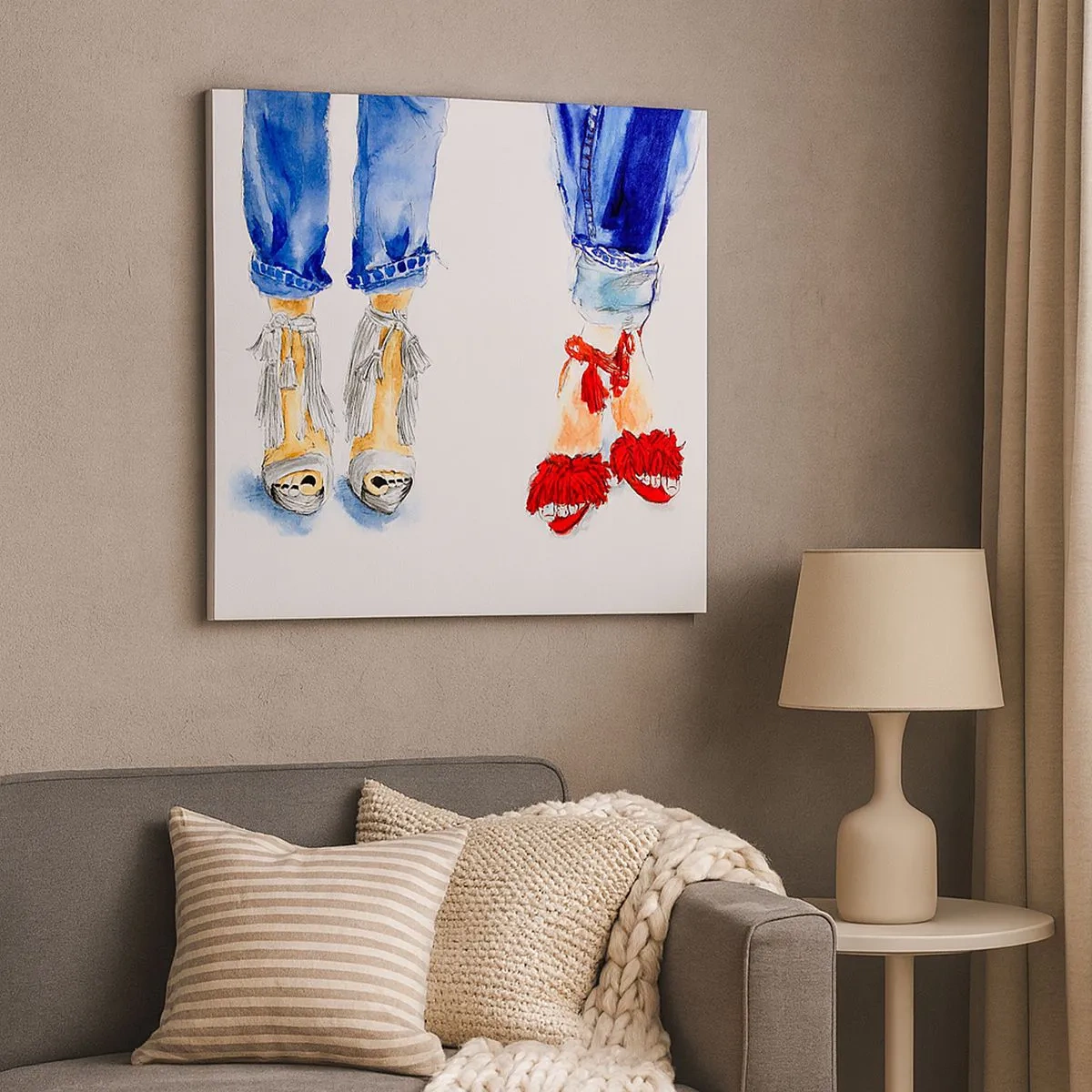 Quadro em tela - Por que não vamos passear? - 30x30 cm