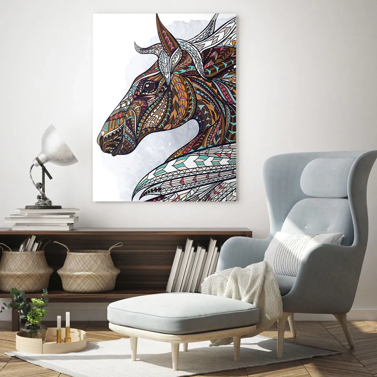 Quadro em vidro - Corcel do guerreiro celta - 50x70 cm