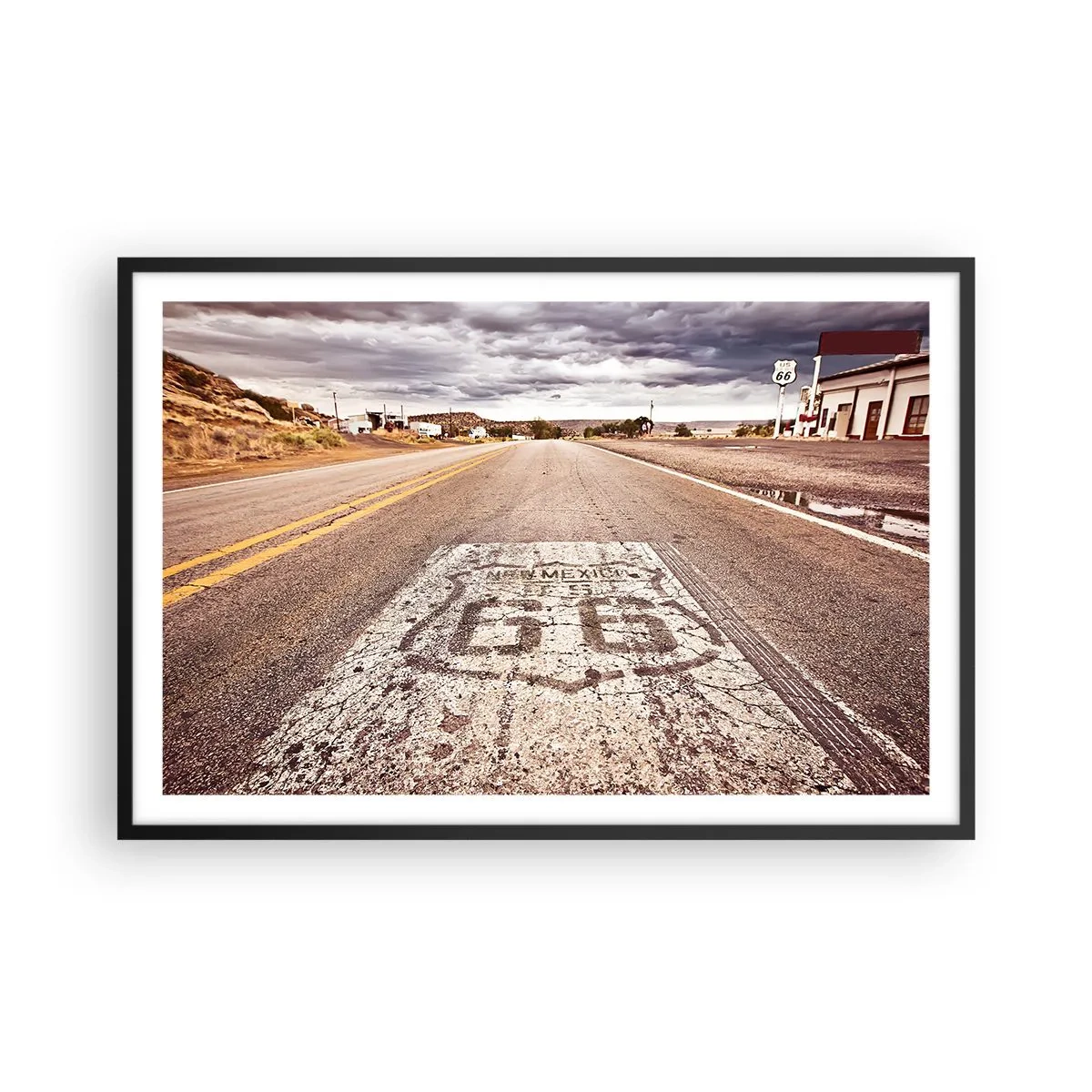 Pôster com moldura preta - Mother Road - uma lenda americana - 91x61 cm