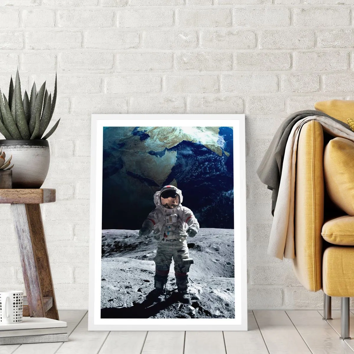 Pôster em moldura branca - Saudações da Lua - 40x50 cm