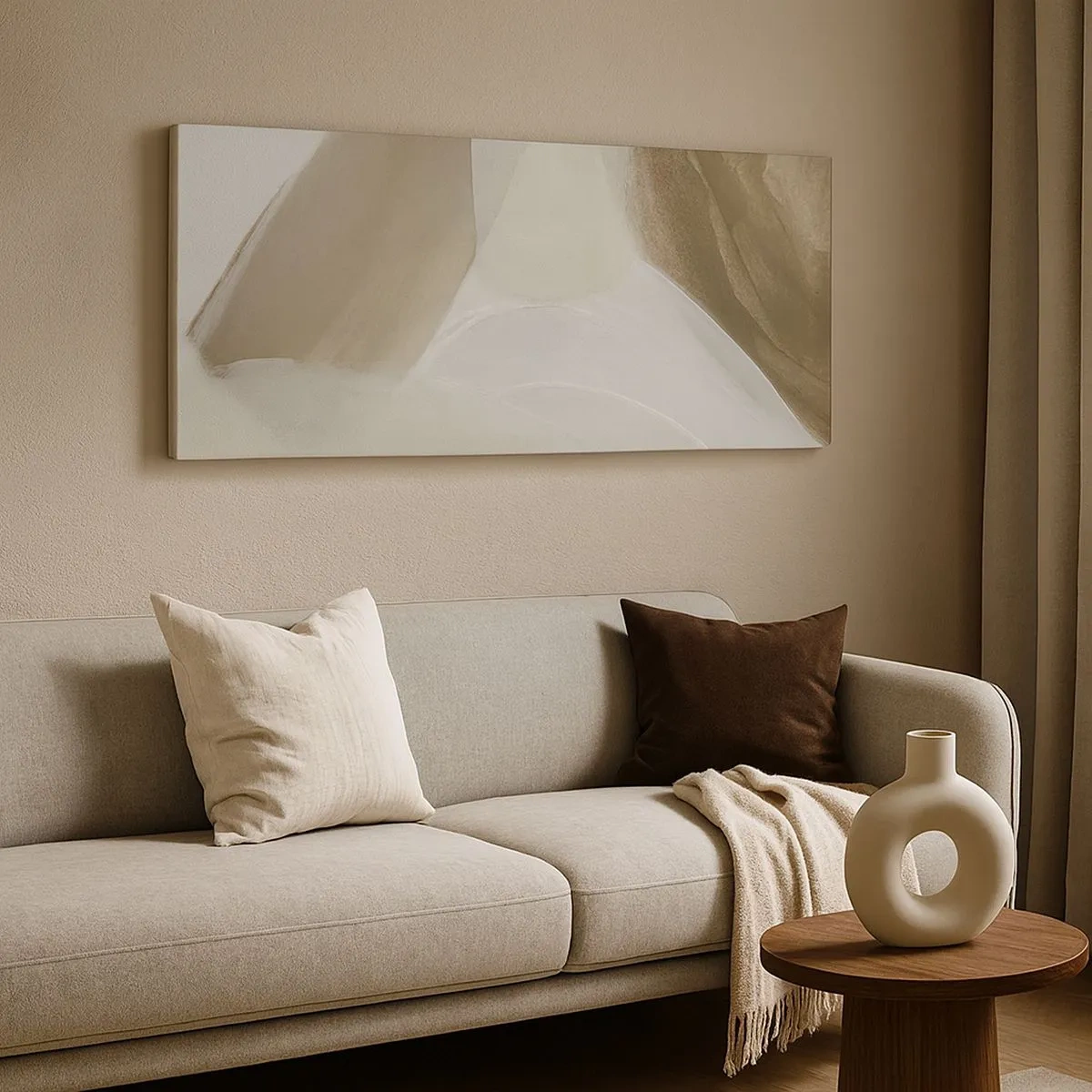 Quadro em tela - Uma onda de branco - 100x40 cm