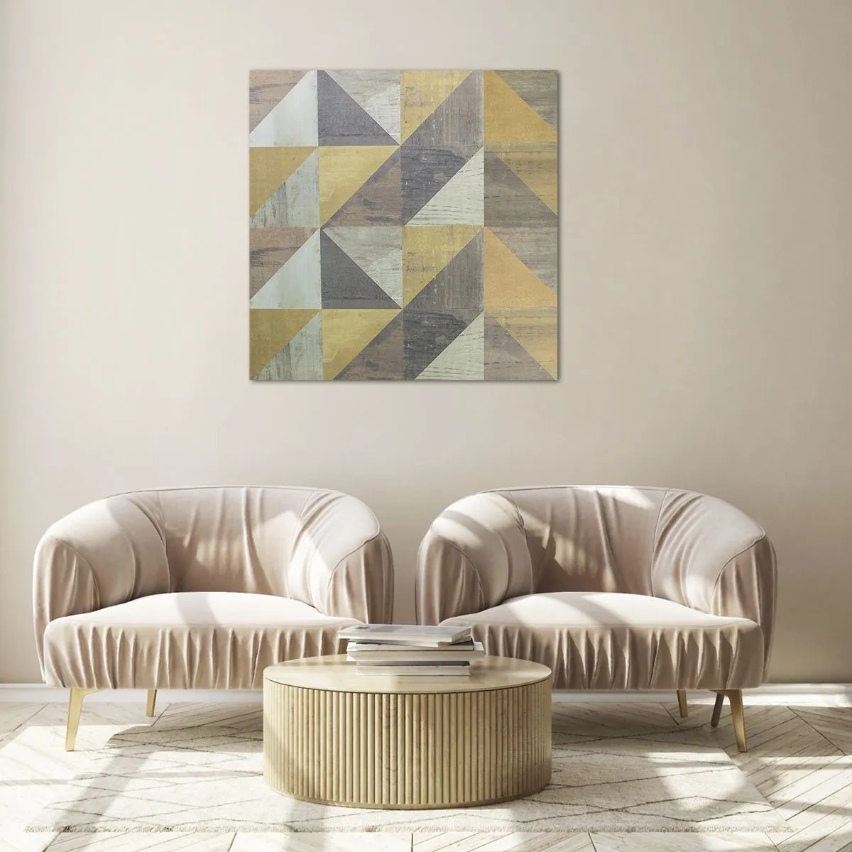 Quadro em vidro - Em ângulo com um triângulo - 70x70 cm