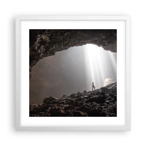 Pôster em moldura branca - Gruta luminosa - 40x40 cm