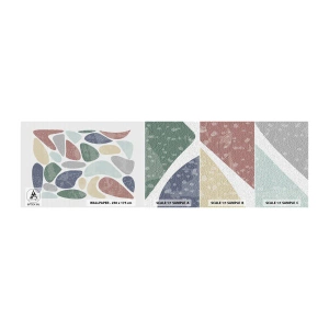 Amostra de papel de parede autocolante Deluxe Sticker - Um mosaico de cores em pó - Minimalismo, Pastel, Boho - 100x30 cm