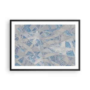 Pôster com moldura preta - Em um labirinto azul e cinza - 70x50 cm
