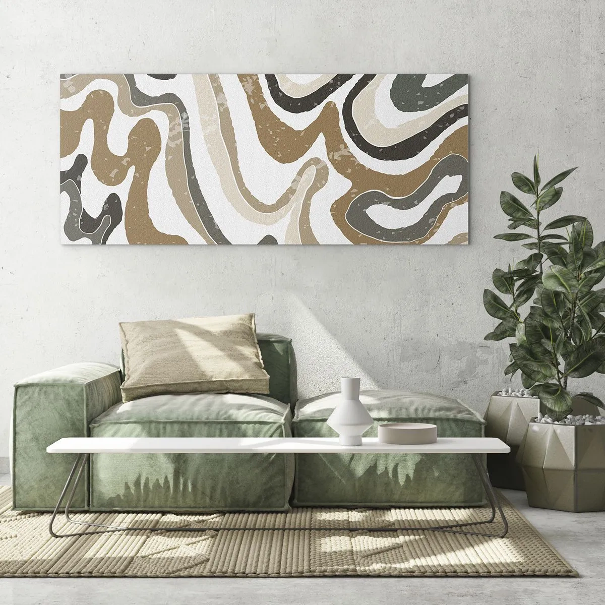 Quadro em vidro - Meandros de cores da terra - 100x40 cm