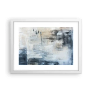 Pôster em moldura branca - Atrás da cortina azul - 40x30 cm