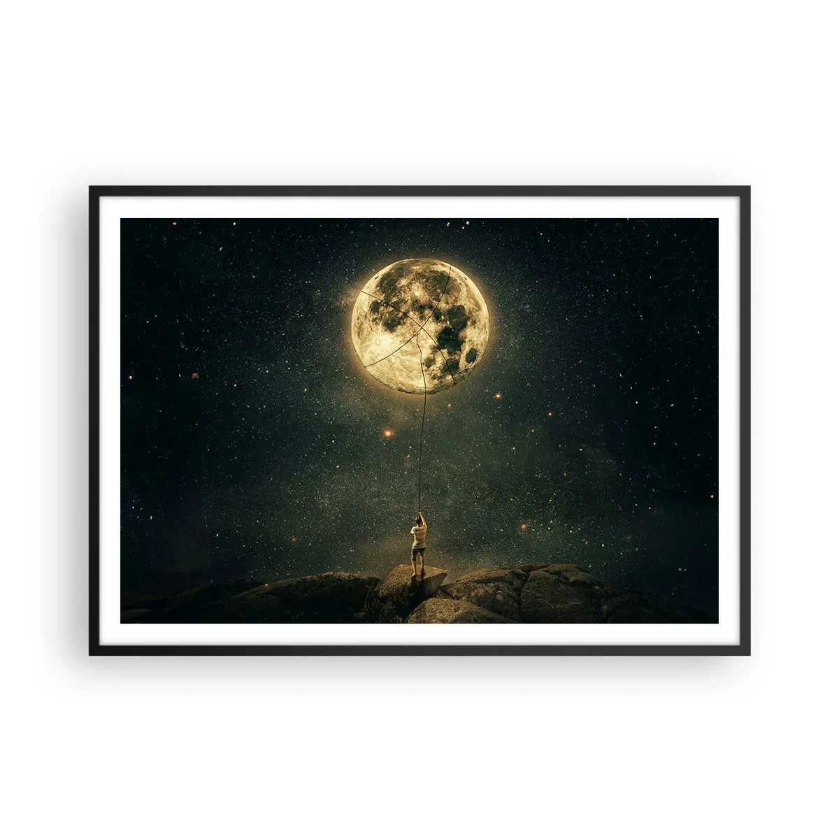 Pôster com moldura preta - Aquele que roubou a lua - 100x70 cm