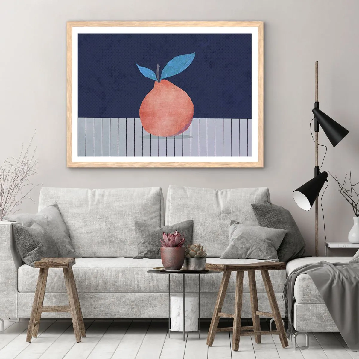 Pôster com moldura de carvalho claro - Convexidade e plano - 91x61 cm