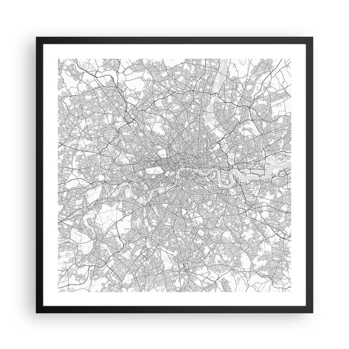 Pôster com moldura preta - Mapa do labirinto de Londres - 60x60 cm