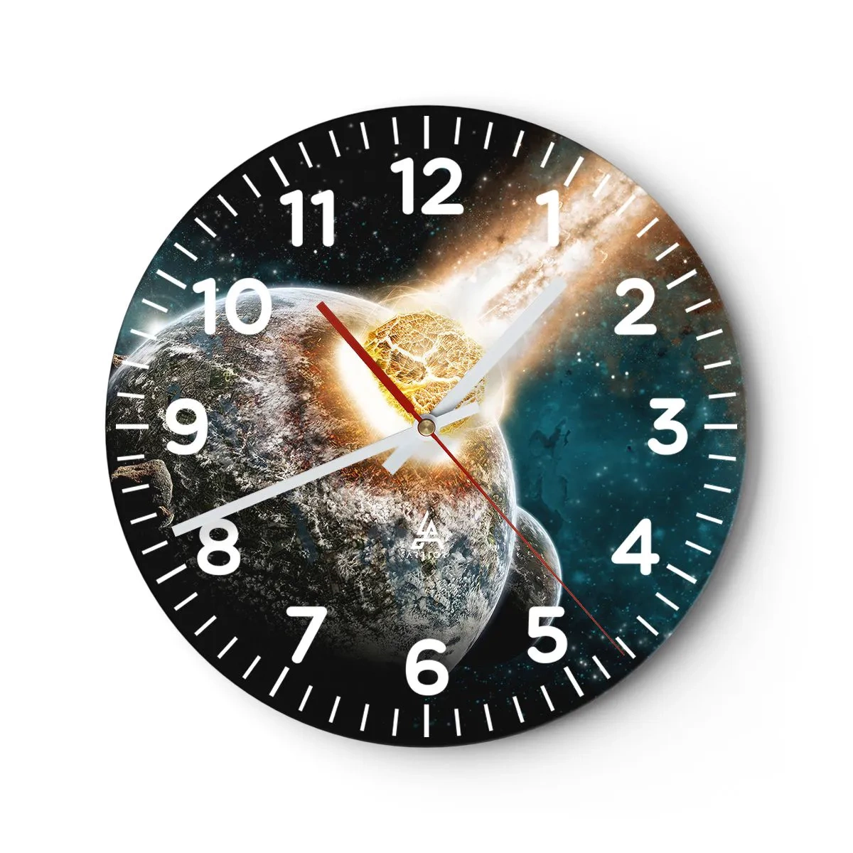 Relógio de parede - Relógio em vidro - Extinção ou nascimento? - 30x30 cm