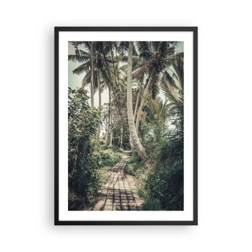 Pôster com moldura preta - Um caminho exótico entre palmeiras em uma paisagem tropical - 50x70cm - Beco das palmeiras - Decoração de parede moderna para a sala de estar e quarto ARTTOR