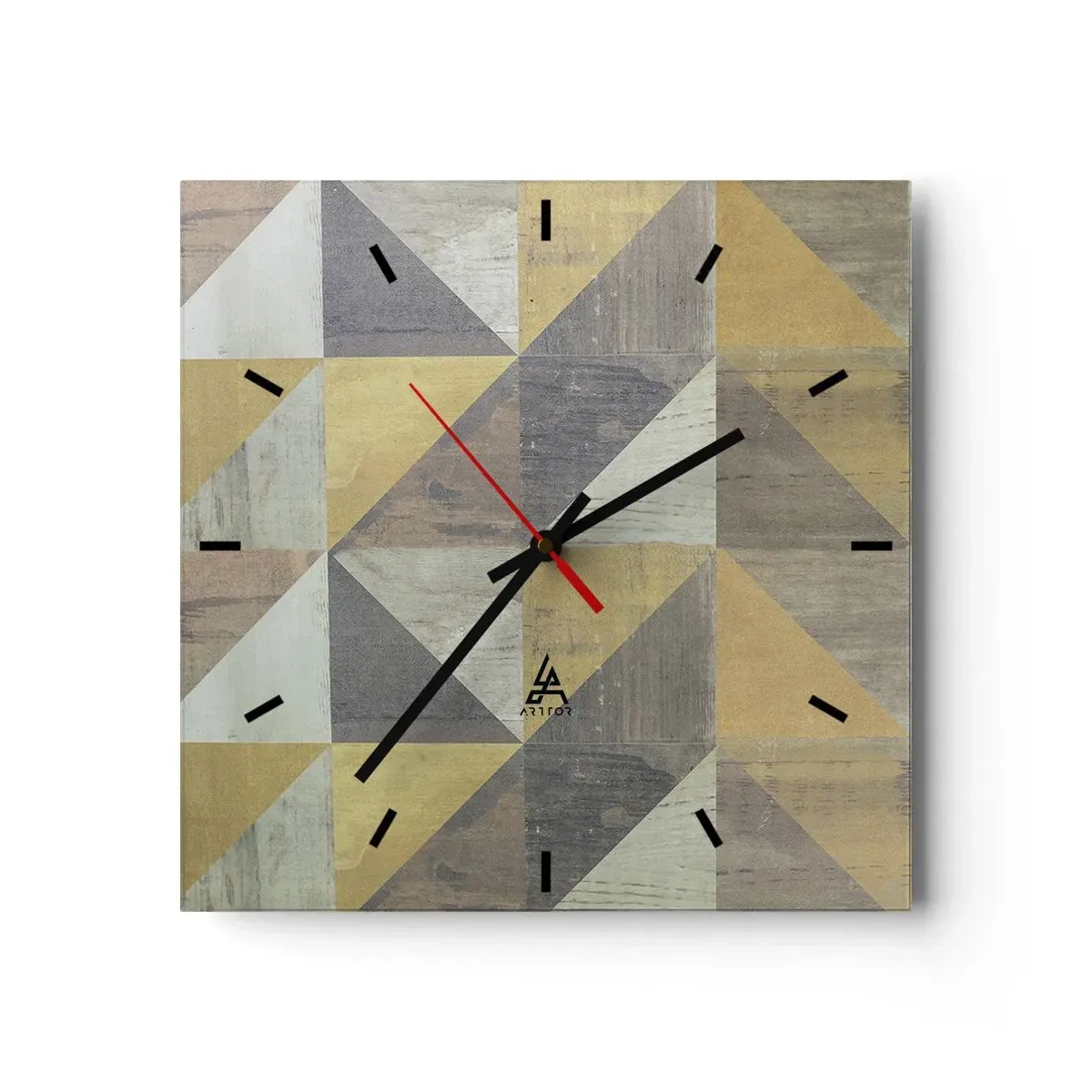 Relógio de parede - Relógio em vidro - Em ângulo com um triângulo - 40x40 cm