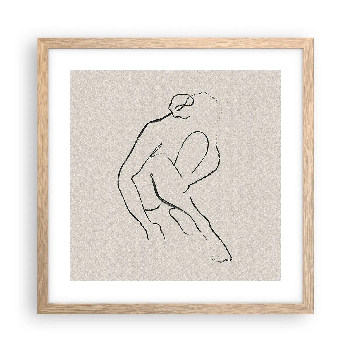 Pôster com moldura de carvalho claro - Esboço íntimo - 40x40 cm