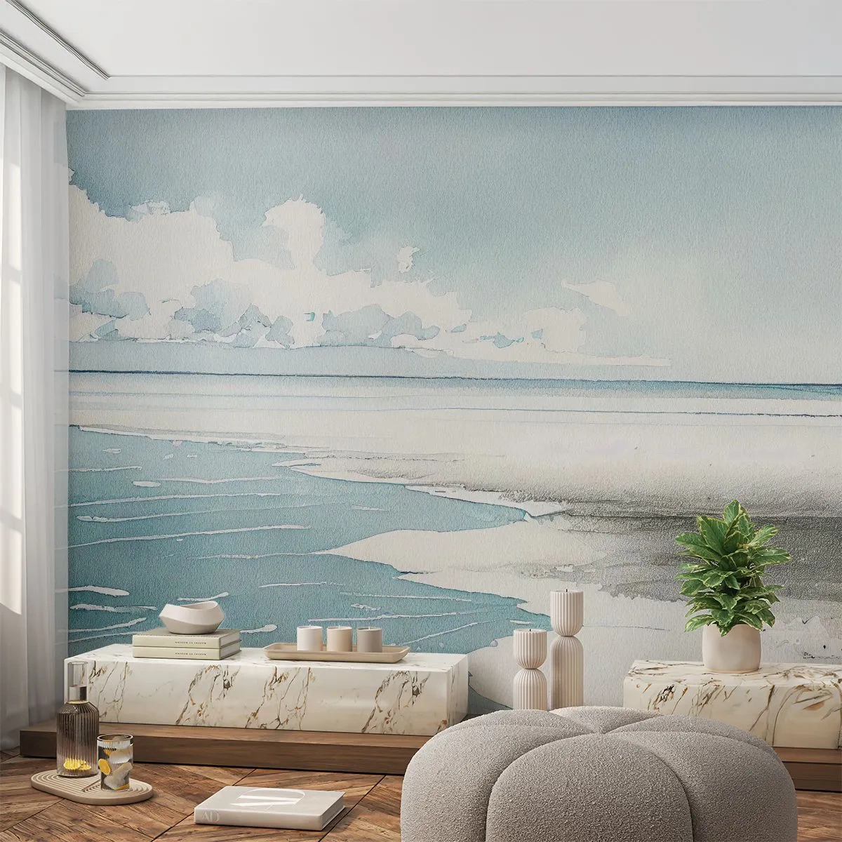Papel de Parede Premium Sand - Maré suave - Costa, Praia, Compostura - 100x70 cm
