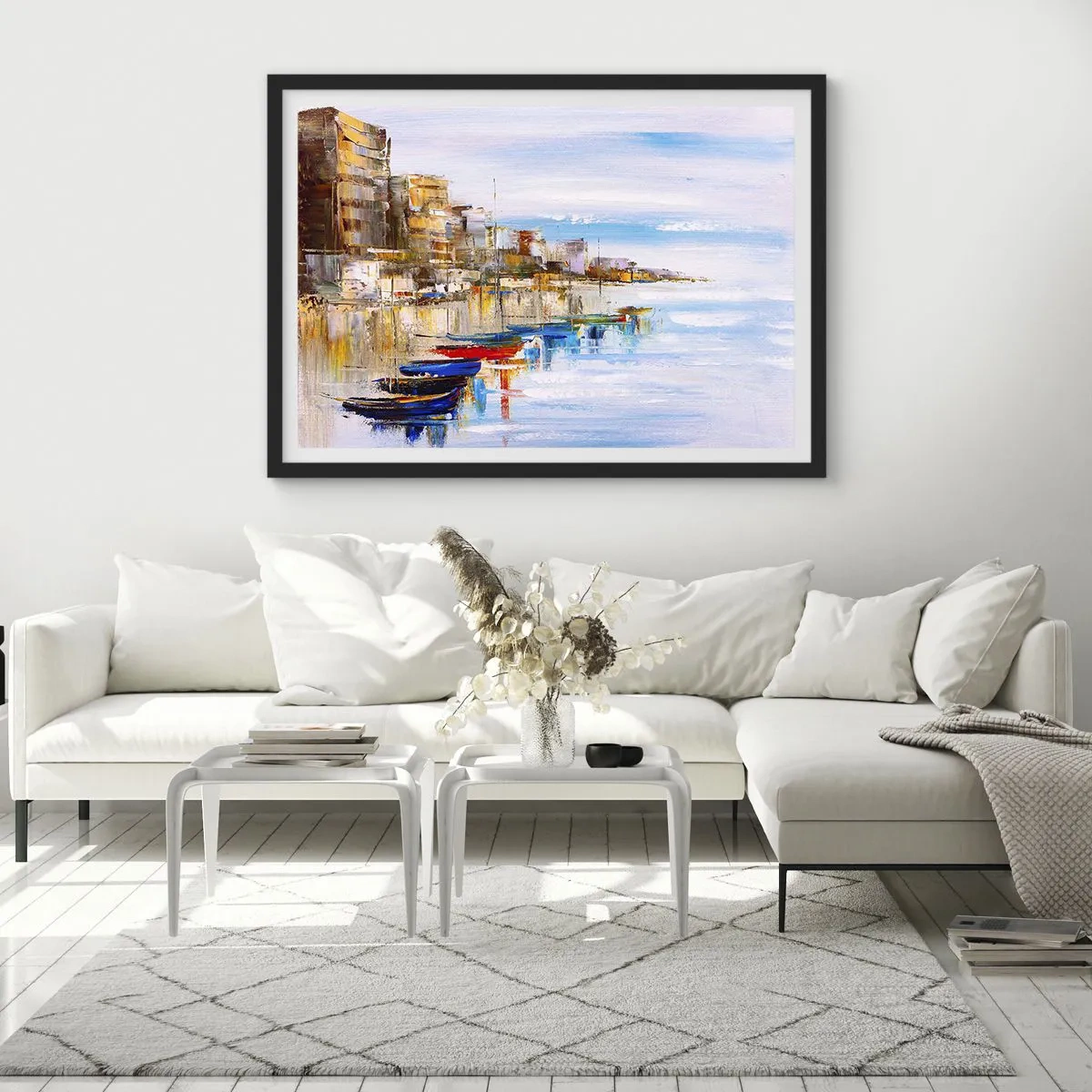 Pôster com moldura preta - Um refúgio urbano multicolorido - 70x50 cm