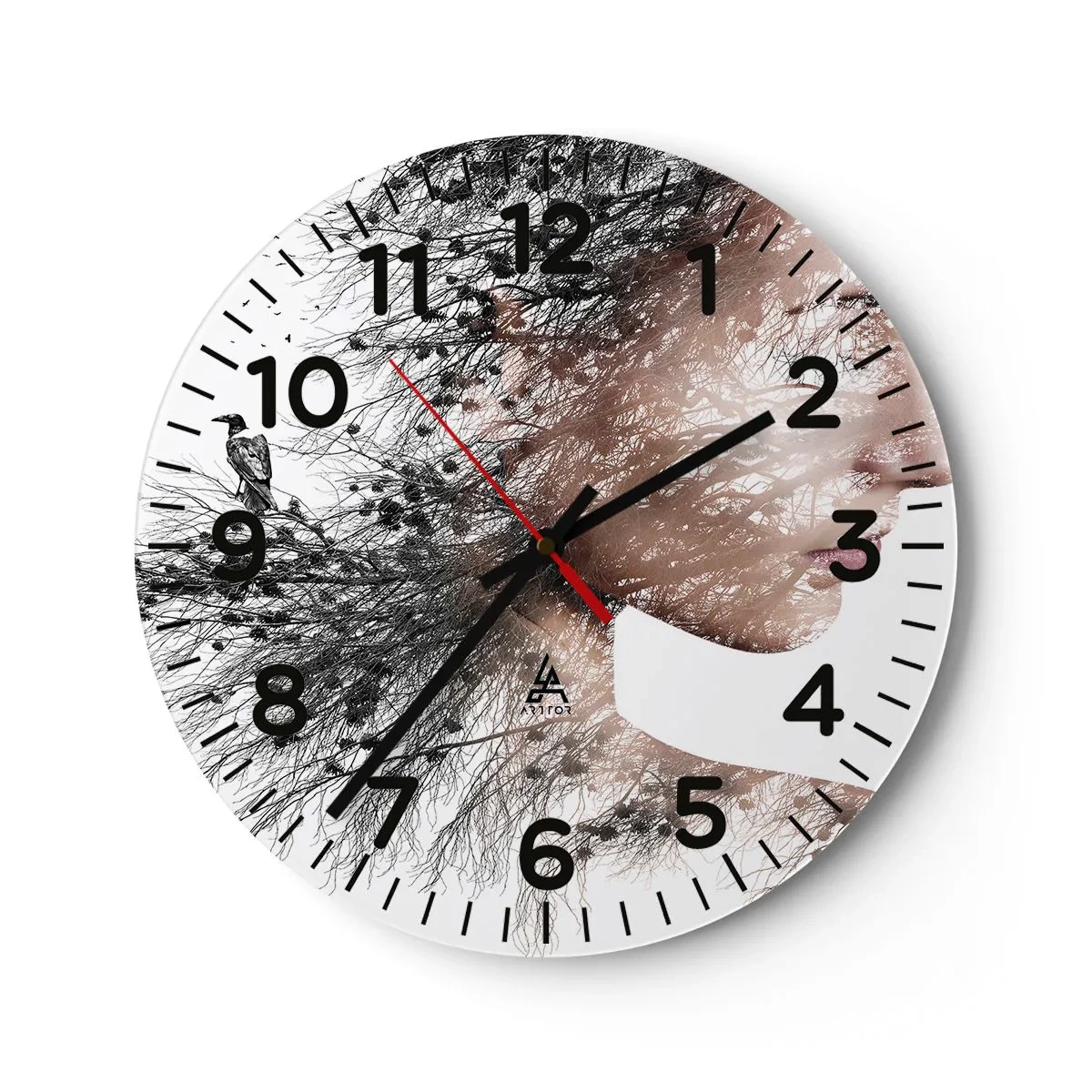 Relógio de parede - Relógio em vidro - Espírito da floresta - 40x40 cm