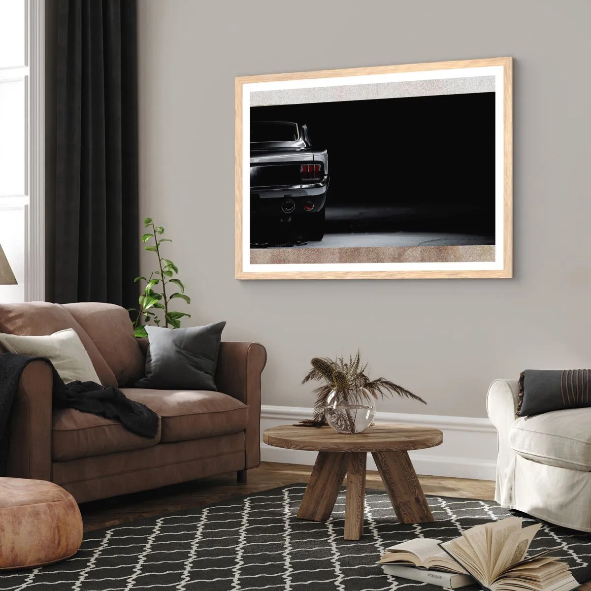 Pôster com moldura de carvalho claro - O charme do clássico - 100x70 cm