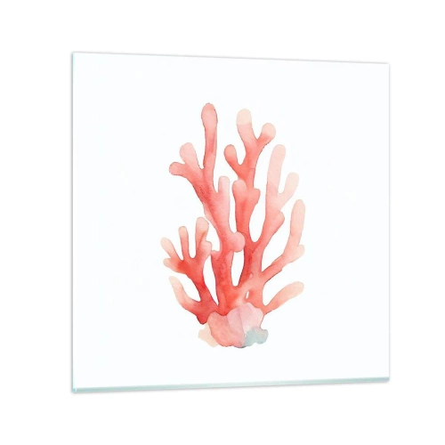 Quadro em vidro - Coral de cor coral - 60x60 cm