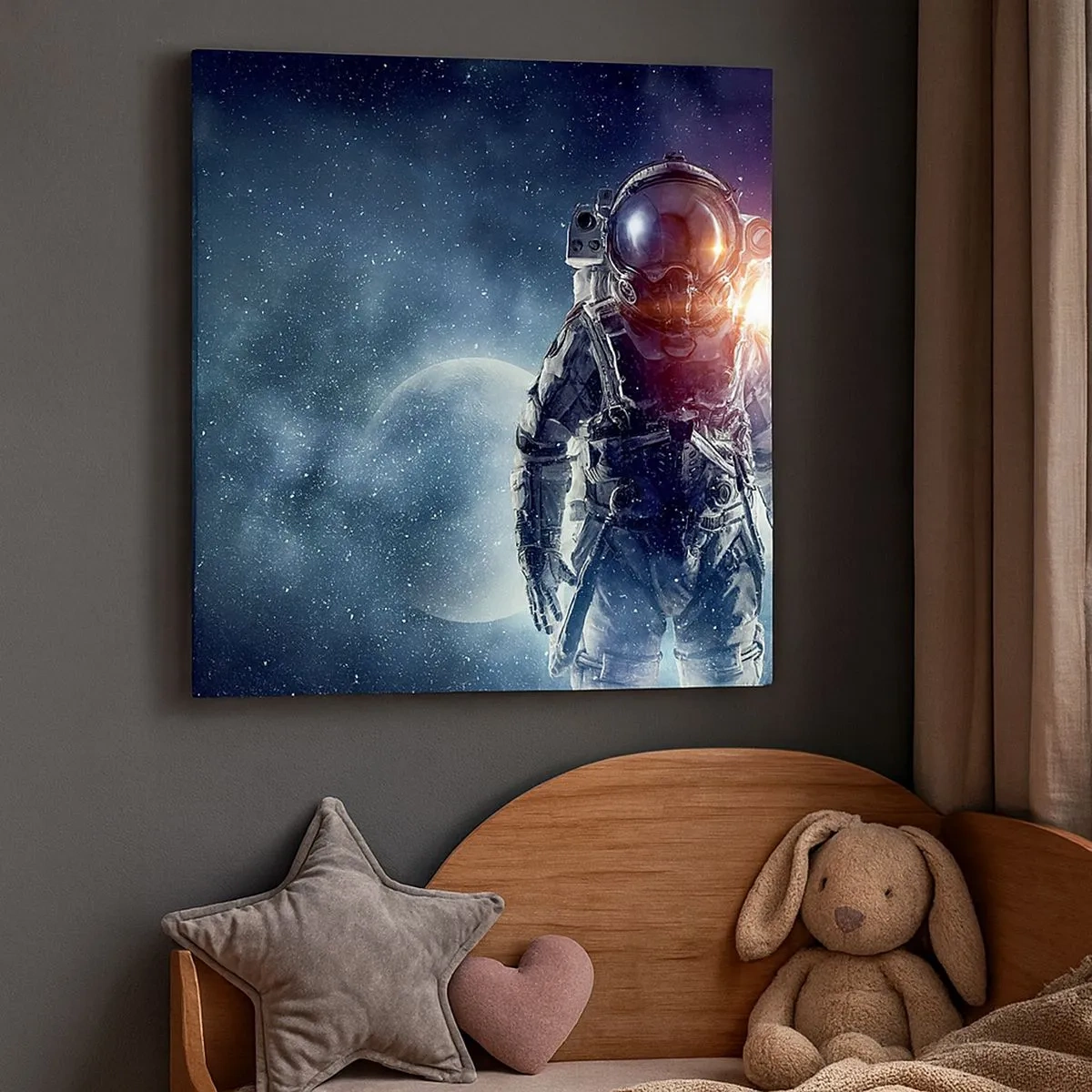 Quadro em tela - Aventura espacial - 30x30 cm