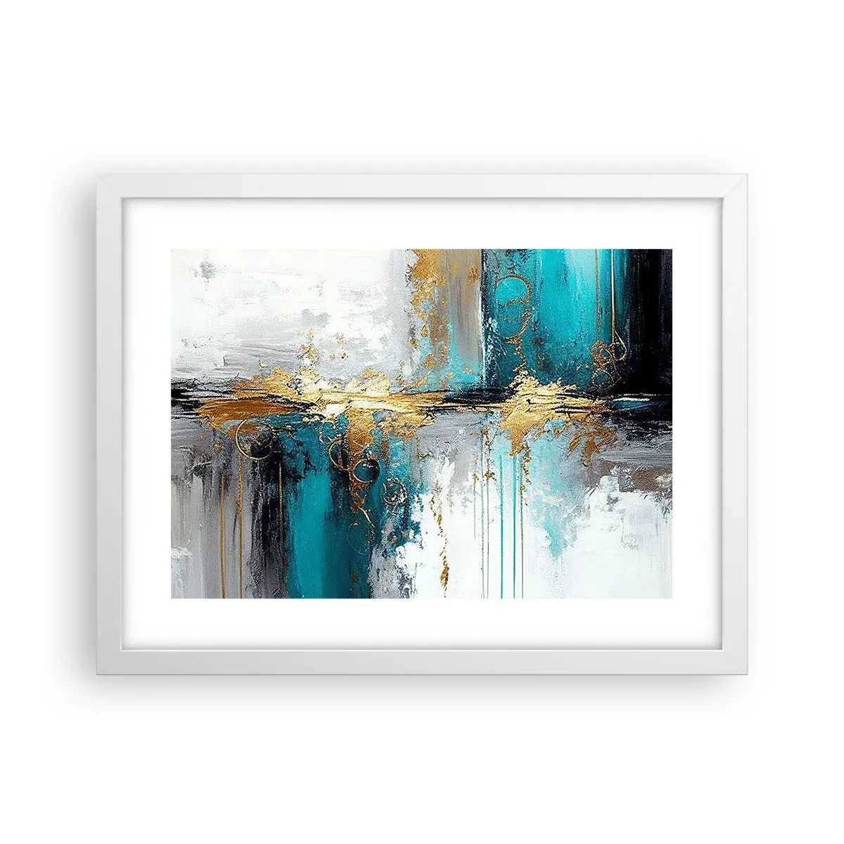 Pôster em moldura branca - Tudo flui - 40x30 cm