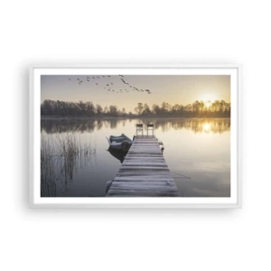 Pôster em moldura branca - Voltarei dentro de algum tempo - 91x61 cm