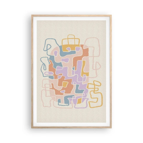 Pôster com moldura de carvalho claro - Labirinto – uma aventura alegre - 70x100 cm