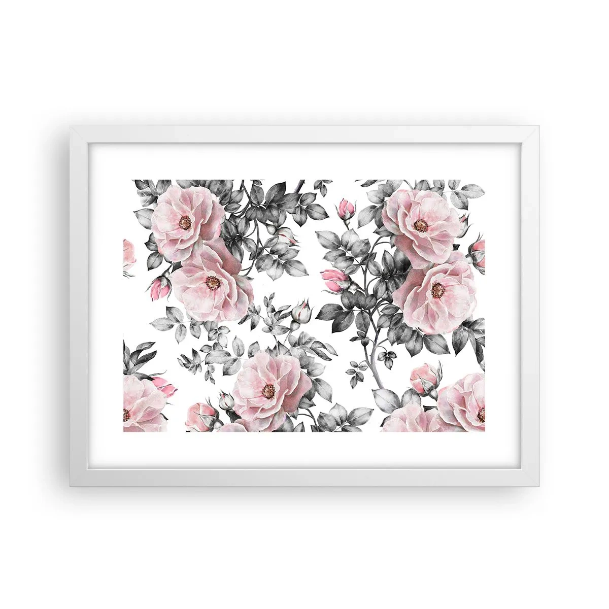 Pôster em moldura branca - Perder-se nas rosas - 40x30 cm
