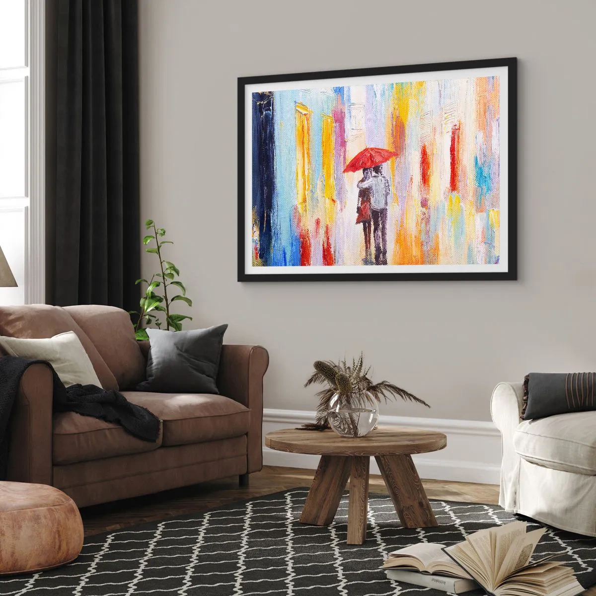 Pôster com moldura preta - Que continue a chover - 70x50 cm