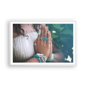 Pôster em moldura branca - Bem-vindo ao centro do ser - 91x61 cm