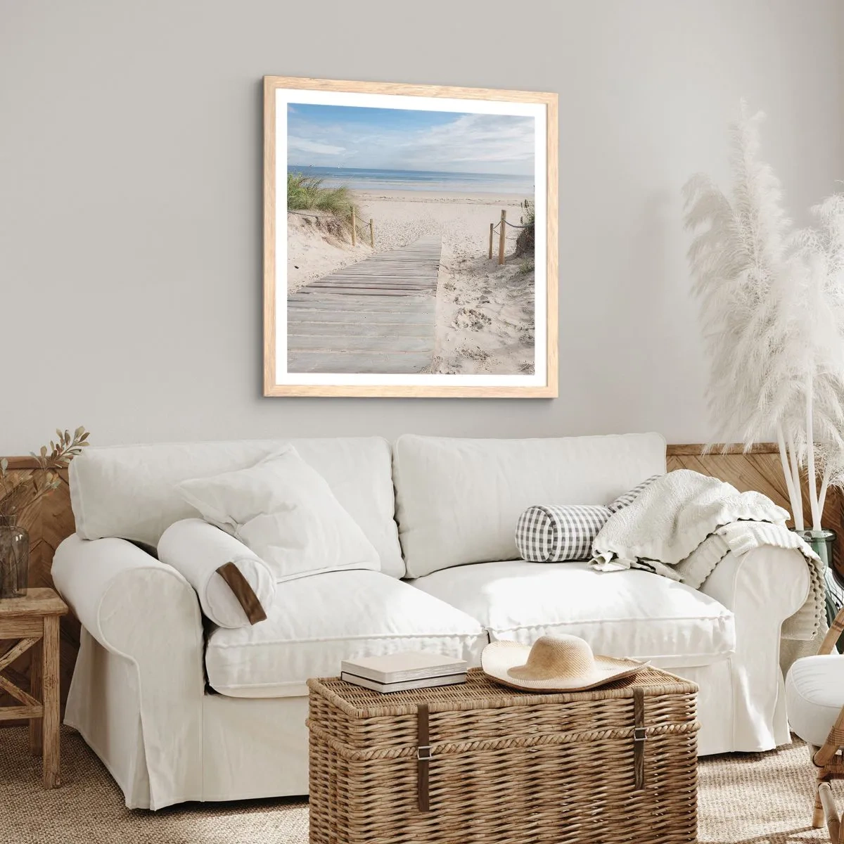 Pôster com moldura de carvalho claro - Pelo horizonte - 50x50 cm