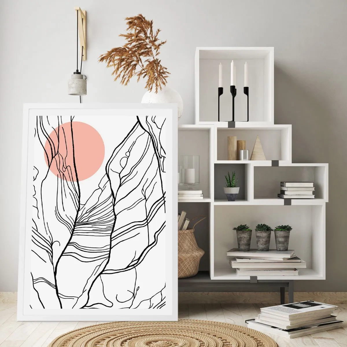 Pôster em moldura branca - Numa rede de galhos - 50x70 cm