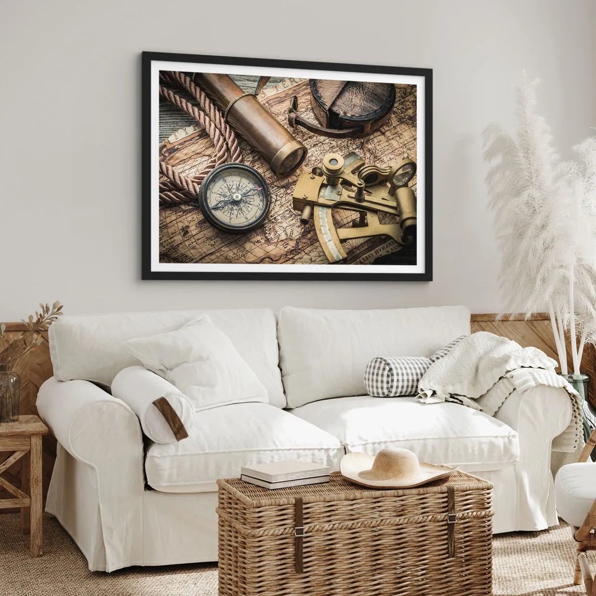 Pôster com moldura preta - Definir um rumo - 70x50 cm