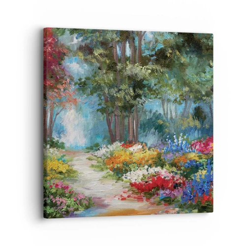 Quadro em tela - Jardim florestal, floresta florida - 30x30 cm